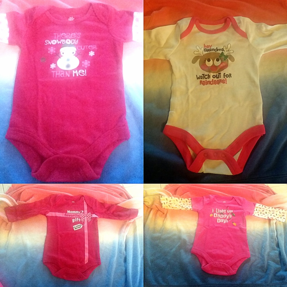NWT Lot 4 Christmas-Themed One-Piece Baby Sz 0-3